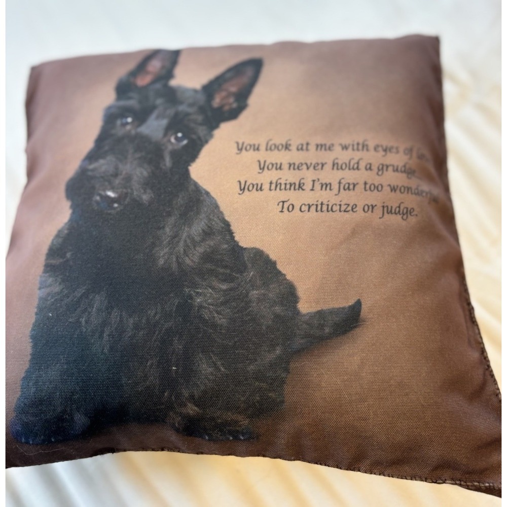 Black Scottish Terrier  Throw Pillow Scottie Dog 13"x 14" Decorative
